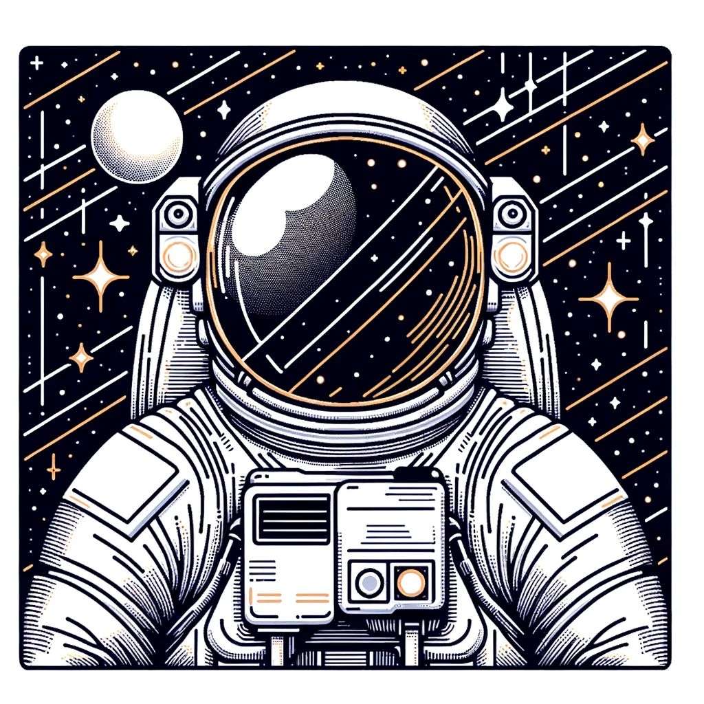 an astronaut, modern flat design style illustration with line elements